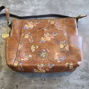 Patricia Nash map print cross body purse adjustable strap zipper